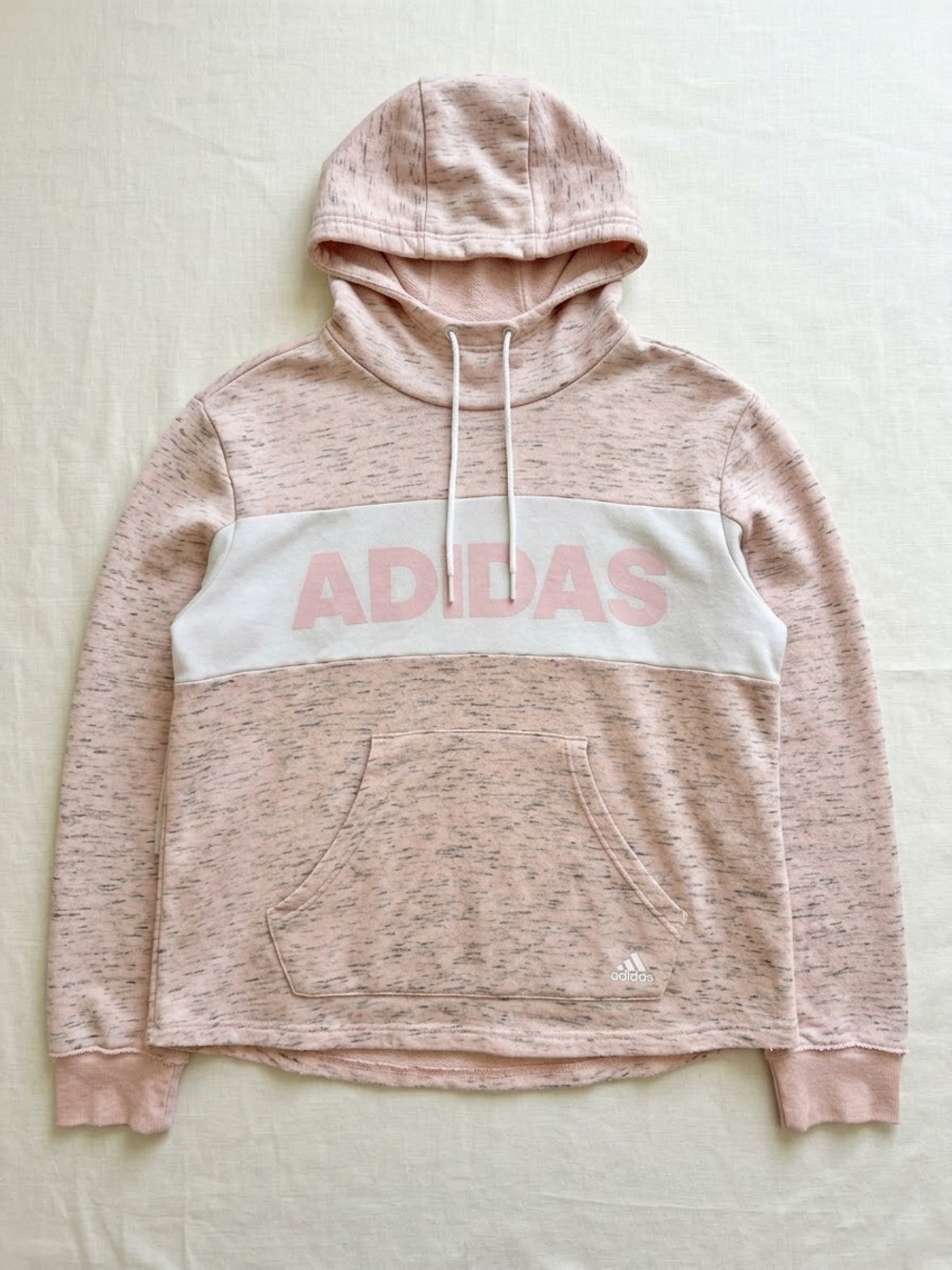 adidas Light Pink & White Logo Hooded Sweatshirt